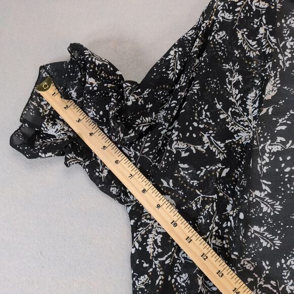 Laon Black Floral Print Sheer Long Kimono Open Cardigan Women's XL Fairy Goth - Picture 4 of 10